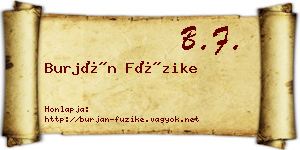 Burján Füzike névjegykártya